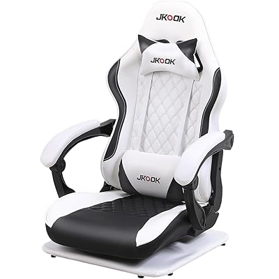 JKOOK ゲーミングチェア 座椅子 ゲーミング座椅子 通気性 振動機能 ゲーム用チェア リクライニング 回転座面 ハイバック ヘッドレスト ランバーサポート ひじ掛け付き PUレザー パソコンチェア 座椅子 JK07 (パンダ)|とりま商店