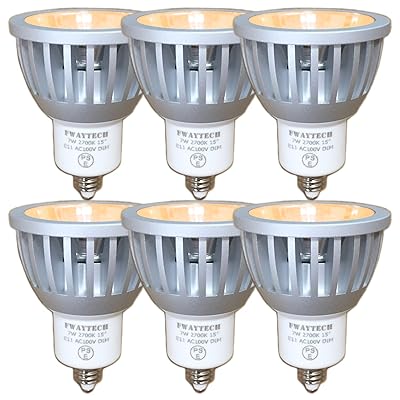 LEDスポットライト E11 狭角 調光対応 COB7W ダクトレールLED ハロゲン電球形 60W~75W相当 狭角15度 密閉器具対応 ダイクロハロゲン 6個セット (電球色相当(2700K), 本体銀 (狭角15度) E11口金 調光対応)|とりま商店