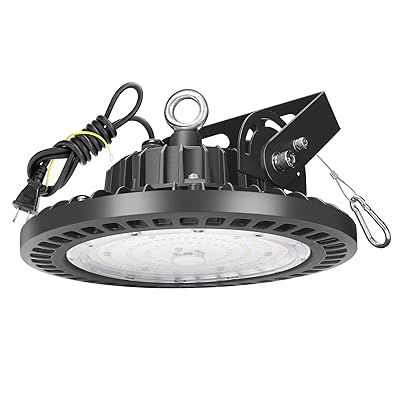 LED高天井照明 100W LED高天井灯[1.5M配線プラグ付] 100-277V 5000K昼白色 14000LM(1000W水銀灯相当）UFO型LEDハイベイライト[3年] IP65防水防塵 LED投光器 掲示板 作業灯 駐車場 運動場 工場照｜とりま商店