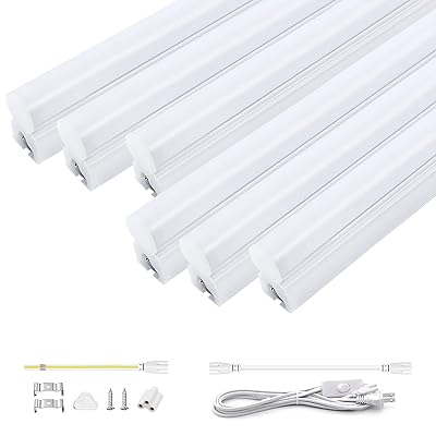 明るく節電 器具一体型 LED蛍光灯 20W形 57cm T5 直管 昼光色 高輝度1350LM 9.5Ｗ 蛍光管 AC85-265V 180&deg;広配光 低発熱 低ノイズ 耐高温 チラツキなし 照明器具 10本連結可 1.8ｍ電源コード 配線工事不要取｜とりま商店