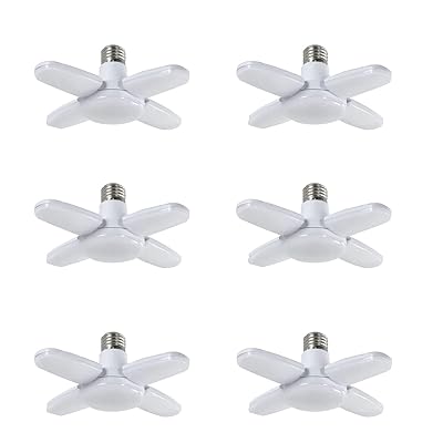 ペンダントライト ガレージライト 6個 屋内 60W 6500K E26 LED電球 昼白色 折りたたみ式 省エネ 天井照明 超高輝度 照明 取付簡単 工事不要 角度調節可能 カーポート 車庫 倉庫 納戸 作業灯|とりま商店