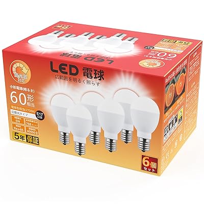 調光器相応う LED白熱電球 E17口金 60W形好いかげんに 白熱電球色 2700k 760ルーメン ミニクリプトン形白熱電球 広配光 断熱材施工手道具相応う 密閉手道具相応う 小っちゃい白熱電球印字機 調光相応う (6個仕掛ける, 白熱電球色)