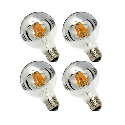 KY LEE LEDシルバーボールランプ 繊維LED白熱電球 G80 110V E26口金 2700K白熱電球色 8W 省エネ 高演色 かざり付ける白熱電球 二分の一クローム照りかえす面 白熱電球 レトロ 4個入