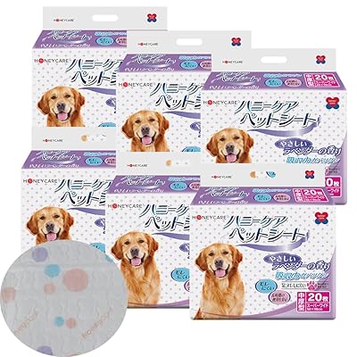 HONEYCARE ハニーケア ペットシーツ スーパーワイド 香り付き ラベンダーの香り 消臭除臭 柄付き 中厚型 犬 120枚入り 20枚*6袋
