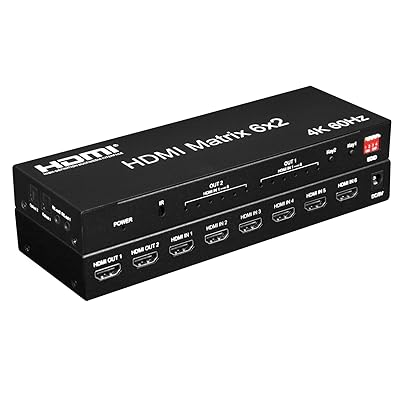 HDMI 2.0 行列 取り替えっこ 6インプット2最終生産物 セレクター スプリッター HDMI 2.0 うつり変わり器 分かち合う器 HDMI Matrix 6x2 + 音吐引きはなす(光デジタル・3.5粍ステレオミニ音吐最終生産物) HDMI 2.0 HDCP2.3 RGB