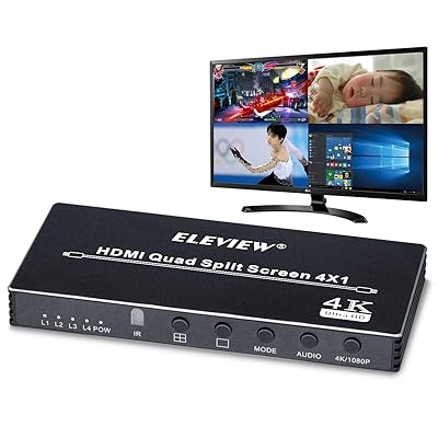 HDMI 画面取りわけるうつり変わり器 マルチビューワー 4インプット1最終生産物 4取りわける見せびらかす(PBP) HDMIスイッチャー シームレス ちょっとの間に切り替え 自動小銃で画面うつり変わり ライブ持参やWeb話し合い・仕立て上げる・でき事などに当てはめる 遠隔操作付き添い人 日本語取説書 EHD-706N