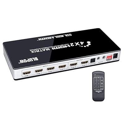 4K30サイクル HDMI行列 セレクター 4インプット2最終生産物 + 音吐引きはなす(光デジタル・3.5粍ステレオ音吐最終生産物) HDMI1.4・HDCP1.4・ARC相応う 異なる解像力最終生産物能力のある・落ち込む規模役立つこと積み上げる HDMIうつり変わり分かち合う器 スプリッター VA92