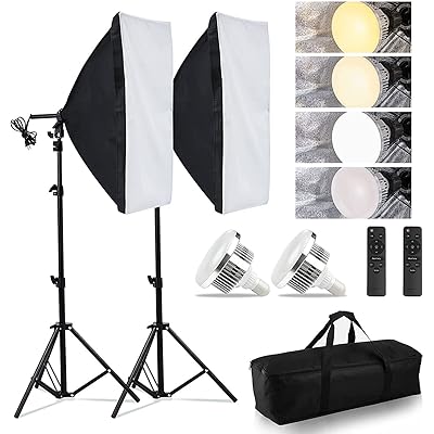 ソフトボックス【 2024新登場LED撮影用ライト】写真撮影ソフトボックス 50x70cm 照明キット 遠隔操作 3色ライトモード 2800K-6000K 撮影用照明 写真照明用セット 三脚付き 調整可能スタンド 収納バッグ付き お持ち込みやすい 写｜とりま商店
