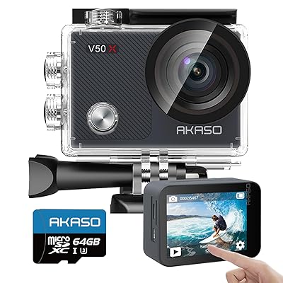 動き写真器 V50X，4K30fps 20MP 64GB microSD記憶装置歌留多付き添い人 新版6軸手ぶれ手を加える 4X望遠レンズ 無線LAN相応う 小型動きカム 30M雨合羽 タッチスクリーン式 ウェアラブルカメラ HDMI最終生産物 Type-C外の方マイ