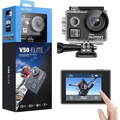 アクションカメラ 4k60fps V50Elite タッチスクリーン式 WiFi搭載 音声制御 EIS手ぶれ補正 40M防水 水中カメラ 8倍ズーム 170度広角レンズ HDMI出力 リモコン付き アクションカム スポーツカメラ ウェアラブルカメラ