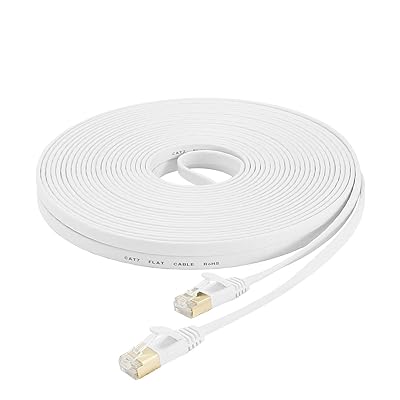 Cat7 ローカルエリアネットワーク有線テレビ (50m) 範疇7 有線 ウルトラフラットケーブル 弾丸道路 STP 爪折れ押しとどめる for モデム ルーター 10Gbps/600MHz CAT7標準尺度 イーサネットケーブル RJ45 金メッキコネクタ(白いこと)