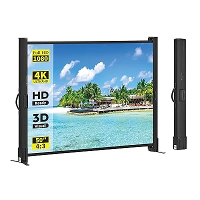 プロジェクター用スクリーン、50インチ、4:3、ポータブルミニ、軽量、折り畳み式、1.2ゲイン シワのないプロジェクションスクリーン ホームシネマ、ビジネスプレゼンテーション、屋内外のエンターテイメントに最適です。光沢｜とりま商店