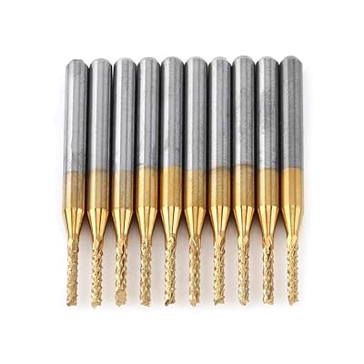 10pcs超硬エンドミル PCB刻みつけるビット ウォルフラム鋼 刃差しわたし1.5粍 1/8in チタン上塗り CNC産業 フライス盤 旋盤 産業装具