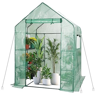 ビニール住み家 身寄り用 ビニール植木室 小型 身寄り家庭菜園 寒さ/霜/雨/風打つ手 植木室 ビニール 虫/鳥よけ 身寄り用ビニール住み家 窓/貸し/ペグ付 ファスナー開閉 植木室住み家 物の具不必要 精神的な統合飾り気の無い 室内戸外当て嵌める 多役立つこと (緑であること, 143x143x195c