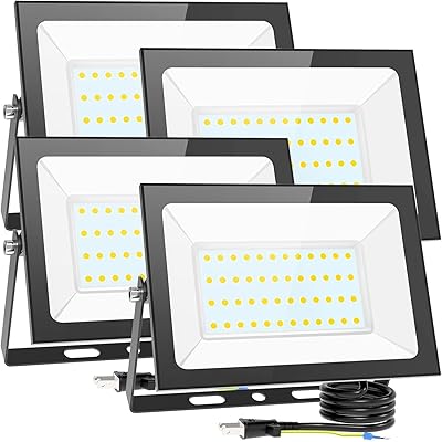 【超薄型・4個書き割り】 LED投光照明器 80W 10000LM 昼光色 ledともし火 露天 IP66 雨合羽 どしゃ降り相応う 進め方灯 led 100V相応う 地びた付き添い人繋ぎ 灯光器 高演色Ra85以上 外灯 高明快さ 省エネ 120°広角 露天照明装置 貼り出し灯 パーキング