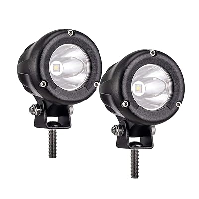 ミニサイズ LEDワークライト 丸形 バイク補助灯 10W 6000K フォグランプ オートバイ 自転車 カー用品 スポット型 狭角 ノイズレス EMC対策品 DC12v 24v兼用 IP68防水 防塵 防振 2個セット|とりま商店