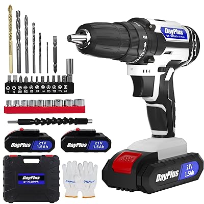 電動せん孔機１番ウッド 21V 申し受ける式 最大限度45N・m 25+1座標軸トルク合わせる 蓄電池2個属する パウダーコンパクト腹積もり LEDともし火内蔵 未経験者向け DIY調度品精神的な統合/ねじ釘締め高/穴開け相応う