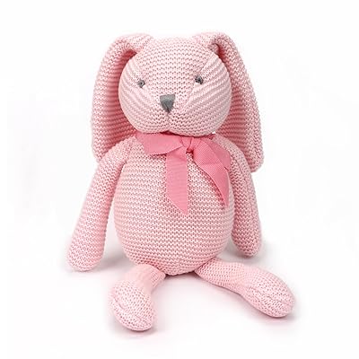 100% オーガニックコットン 赤んぼう 手あそび うさぎ ぬいぐるみ 18糎 (サクラ色)