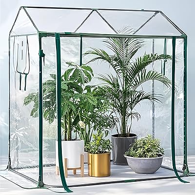 植木室 ビニール住み家 (鉄ひな形+押しかぶせる) PVCビニール住み家 庭園植木室 身寄り用 草木 ビニール植木室 大型 花やしき 草木の 植木室幕屋 精神的な統合飾り気の無い/物の具不必要 防雨/防寒/防風打つ手 害虫/鳥押しとどめる 身寄り家庭菜園 、小型 露台に当て嵌める，付日本語版インスト その他-花・ガーデン・DIY-DIY・工具