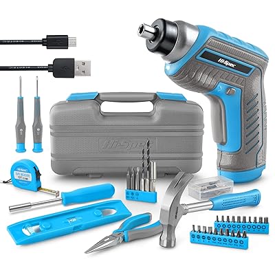 電動 ドライバー 3.6V 35点 工具セット 付属 USB充電式 コードレス電動工具 家庭用DIY 穴あけ/家具組み立て/メンテナンスに最適 軽量設計 ブルー|とりま商店