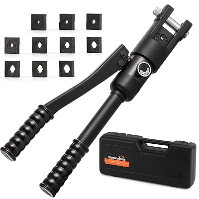 油圧圧着工具 高速型 圧着ペンチ 16-240mm&sup2; ハイドロプライヤー 銅/アルミ端子用 ダイス10種付き 専用ケース付き 手動 裸端子圧着用 出力12T 日本語説明書 (MK240)｜とりま商店 16,492円