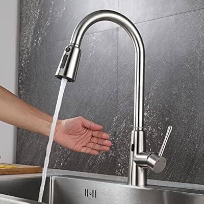 タッチレスキッチン誘導 キッチン用水栓 自動センサー水栓 センサー水栓 蛇口 シングルレバーワンホール キッチン 伸縮 2 wayの吐水式 引出しホース式 泡沫水流
