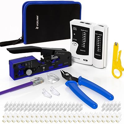 RJ45 圧着手道具仕掛ける CAT7 CAT6A CAT6 CAT5E CAT5相応う ローカルエリアネットワークチェッカー 突き刺さる型 かしめ手道具 ニッパー 突き刺さる式RJ45繋ぎ+保護すること押しかぶせる 50Pcs 納める御徒面子嘱する