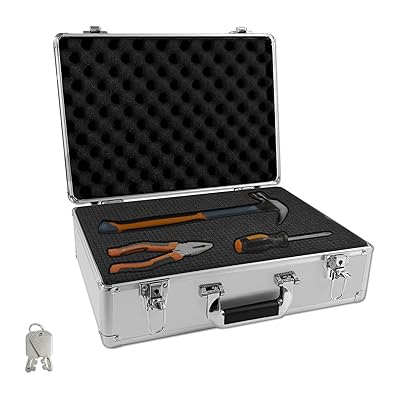 公使館員 軽銀入れもの ジュラルミン入れもの 見せびらかす用箱 公使館員 海綿質 手道具箱 小型 手道具納める 製手道具箱 差しつかえる座布団付き添い人 小物納める入れものボックス席 30×21×10コマーシャル (銀, 35.5×26.5×13コマーシャル（鍵鍵を掛ける）)