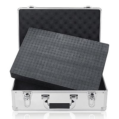 アルミツールケース アタッシュケース 鍵付き ブ ロッククッション付き アルミツールケース 精密機器 専用収納ケース (銀色, 外寸約:41&times;29&times;14cm)｜とりま商店