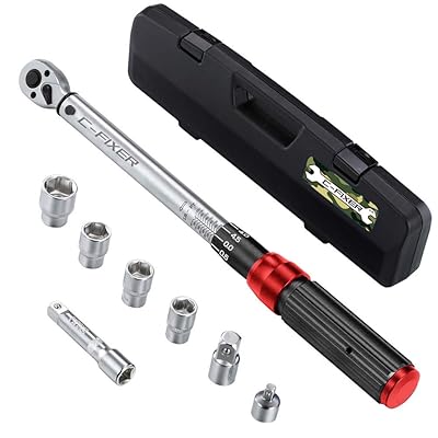 トルクレンチ プレセット型 車/バイク修理レンチ タイヤ交換 差込角9.5mm(3/8インチ) 20-140N・m 12/13/14/17mm 1/4変換ソケット 1/2変換ソケット付き ソケットレンチ ケース付き｜とりま商店