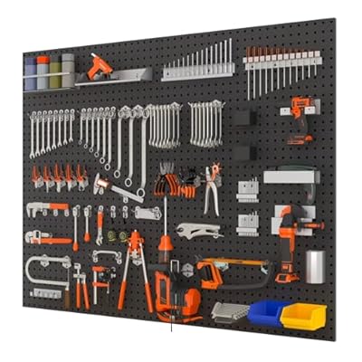 有孔ボード スチール パンチングボード ブラック 業務用 1200*450mm 耐荷重70KG 高耐荷重 壁掛けボード 工具 工具収納 ツールラック ガレージ 工場作業 DIY|とりま商店