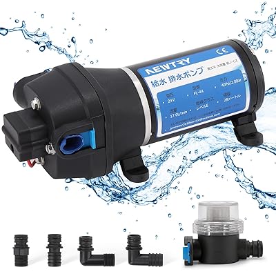 水 水抜き揚水機 ダイヤフラムポンプ 自吸式ウォーターポンプポンプ RV海峡水揚水機 自動小銃取り替えっこ 大流束 17L/時間 (24V)