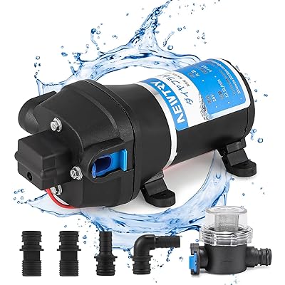 ダイヤフラム水揚水機 水 水抜き揚水機 身寄り用水揚水機 12.5L/時間 揚程25m 35Psi 翦断応力取り替えっこ 自吸式 流動物詰め直す、幕営鉄道車両、身寄り用水 加圧 吸い上げ 水抜き 大流束 (24V)