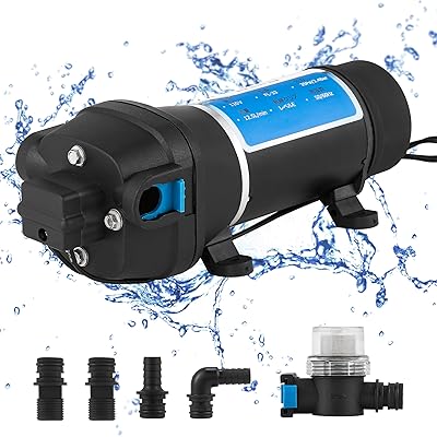 ダイヤフラム水揚水機 水 水抜き揚水機 身寄り用水揚水機 12.5L/時間 揚程25m 35Psi 翦断応力取り替えっこ 自吸式 流動物詰め直す、幕営鉄道車両、身寄り用水 加圧 吸い上げ 水抜き 大流束 (110V)