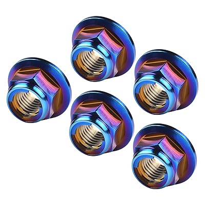 銀輪用自動二輪車用チタン中毒者M6 / M8 / M10 / M12 ロックナットフランジ5個 (M10(Pitch 1.25）, フレイムブルー)
