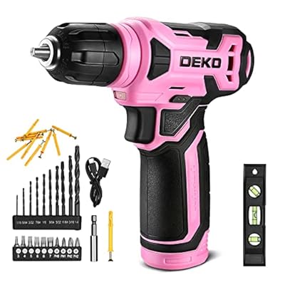 DEKO 8V 電動せん孔機 せん孔機１番ウッド 9.5粍 キーレスチャック 42点組嘱する品付き添い人 LED照明ランプ Type-C申し受ける有線テレビ付き添い人 電動穴あけ 螺旋釘締付手道具（サクラ色）