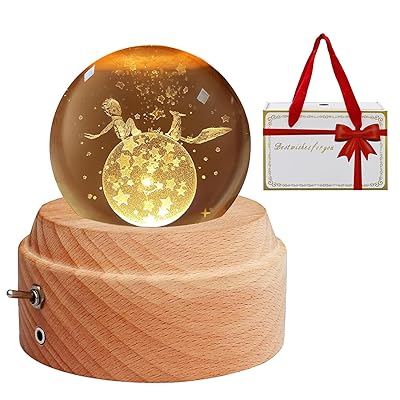 【正規品】オルゴール プレゼント【ギフトボックス付き】人気 女性プレゼント クリスマス・誕生日プレゼント クリスタル ボール LEDライト 間接照明 可愛い USB充電式 投影機能 木製土台 ベッドサイドランプ ロマンチックな雰囲気 癒しグッズ イン