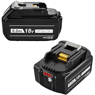 互換 マキタ 18v バッテリー BL1860B 6000mAh大容量 2個セット マキタ バッテリー18v BL1815N BL1820B BL1830B BL1850B BL1860Bなどに互換可能 BMS基板搭載 最新セル採用 LEDランプ残量｜とりま商店