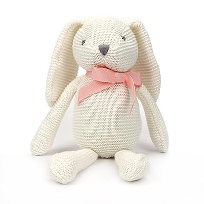 100% オーガニックコットン 赤んぼう 手あそび うさぎ ぬいぐるみ 18糎 (白いこと)