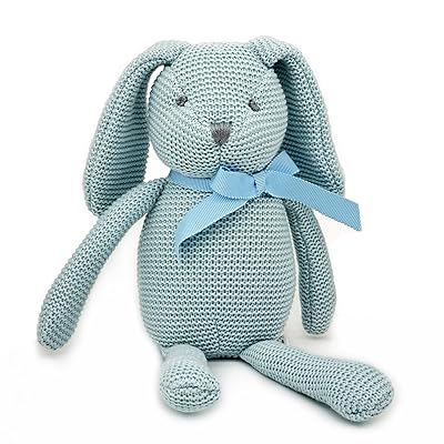 100% オーガニックコットン 赤んぼう 手あそび うさぎ ぬいぐるみ 18糎 (青み)
