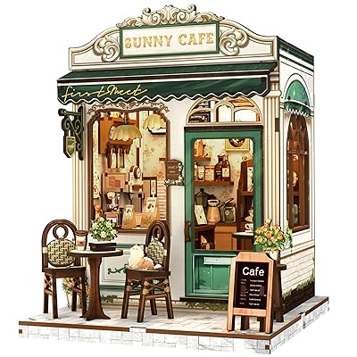 DIY ブックヌックキット ドールハウスキットミニチュアハウスキットBookNook 3Dウッドクラフトブックエンドかざり付ける LED付き添い人 青二才と成年者向け 差し上げ物に至適 (坊や喫茶店)
