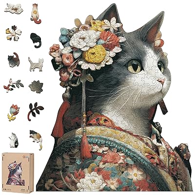 謎あわせ 500天下太平(37.6×45糎) 木製 3粍厚 花の子ネコ 変わり種天下太平 レーサーとり捨てる 愛くるしげ