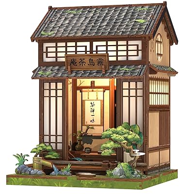ブックヌック 一揃いの道具 お人形さん棲み家 一揃いの道具 細密画棲み家 和風 木製謎合わせ LEDともし火内蔵 立体謎合わせ ブックエンド 未経験者や中学生向け 差し上げ物に至適 (霧島茶庵)