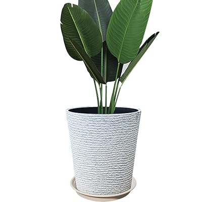 プランター 大型 おしゃれ 受け皿付き 植木鉢 大型 軽量 プラスチック 屋内 屋外用 プランター 深型 高さ32cm 排水穴付き 観葉植物 鉢 植木鉢 (30#, 深型-ホワイト)|とりま商店