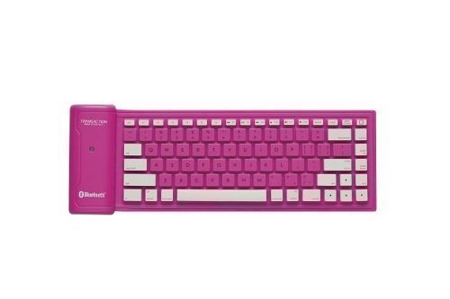 【中古】取り替えっこワークス Bluetooth Silicone Keyboard ラズベリーサクラ色