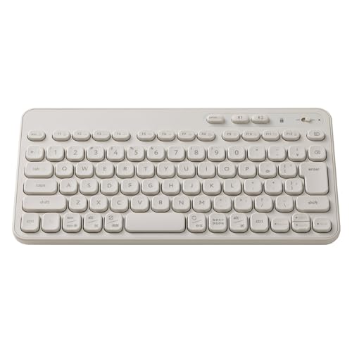 【中古】エレコム ワイヤレス キーボード Bluetooth メンブレン式 コンパクト 2台接続切替 Caps Lock機能無効化スイッチ搭載 OS自動識別 500万回高耐久キー採用 抗菌 Windows/macOS/ChromeOS/iOS/iPadOS/Android 対応 アイボリー TK-CM10BMKIV