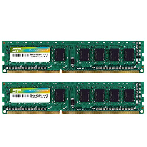 【中古】SP Silicon Powerシリコンパワー デスクトップPC用メモリ 240Pin DIMM DDR3-1333 PC3-10600 4GB×2枚 SP008GBLTU133N22