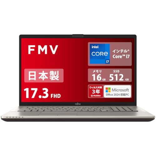 【中古】富士通 ノートパソコン 日本製 FMV LIFEBOOK WN1/J3 (MS Office 2024/Win 11/17.3型/Core i7/16GB/SSD 512GB/BDXL対応 Blu-ray Discドライブ) NHシリーズ AZ_WN1J3_Z640