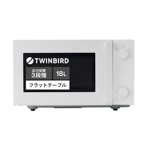 【中古】ツインバード 燕三条 電子レンジ 18L ヘルツフリー フラット 600W レンジ シンプル操作 新生活 一人暮らし 単機能【1年】ブラック DR-E268B