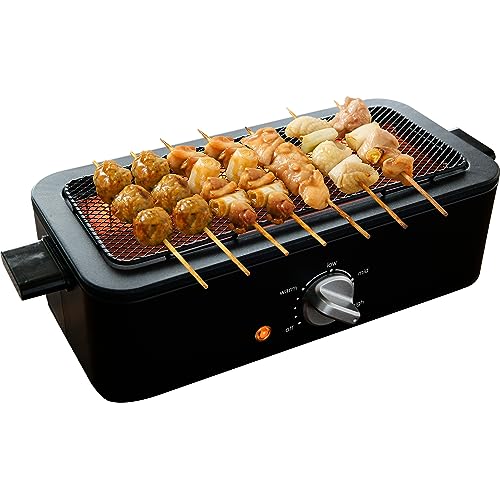 【中古】[山善] 焼き鳥焼き器 減煙 灯し火七輪 卓上 焼き鳥 焼肉 ひとり占め食べ物屋 焼鳥コンロ 網焼き 身寄り用 無度合い射撃能力調節する 油ハネ押さえる 黒いこと ESR-Q100(B)